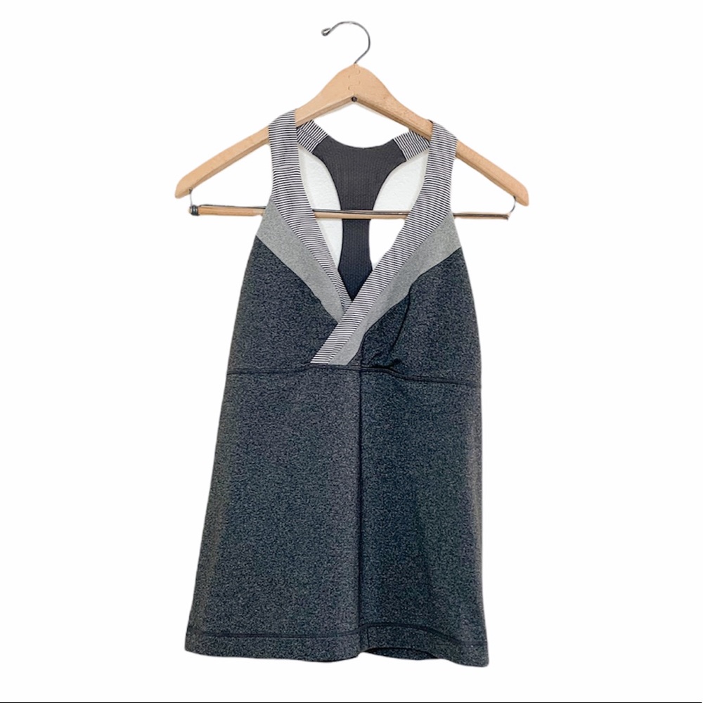 Lululemon Athletica Deep Breath Gray Shelf Bra Athletic Workout Tank Top 10